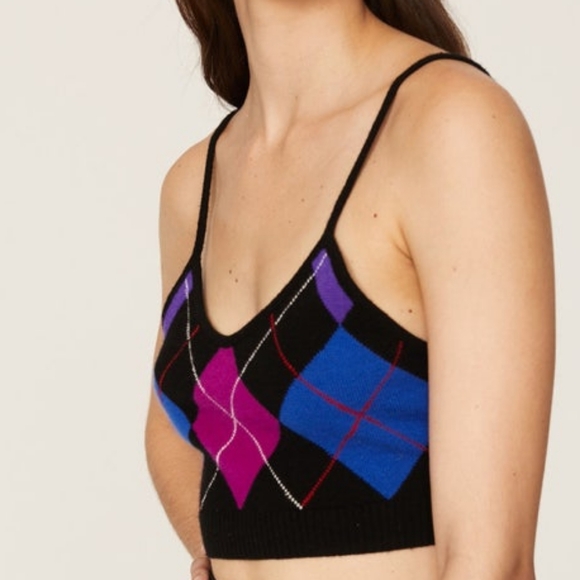NWT LE SUPERBE ARGYLE GEM CROP TOP SWEATER TANK, SIZE SMALL - Picture 5 of 6